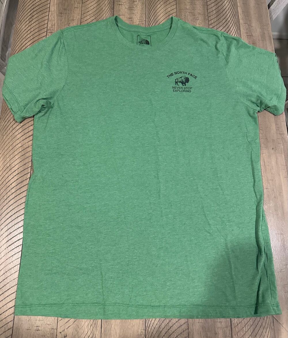 The North Face Men's Green Graphic T-Shirt XL Bison Never Stop Exploring Tee